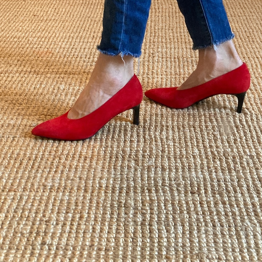 Hermes Red Suede shoes, UNUSED, size 38.5